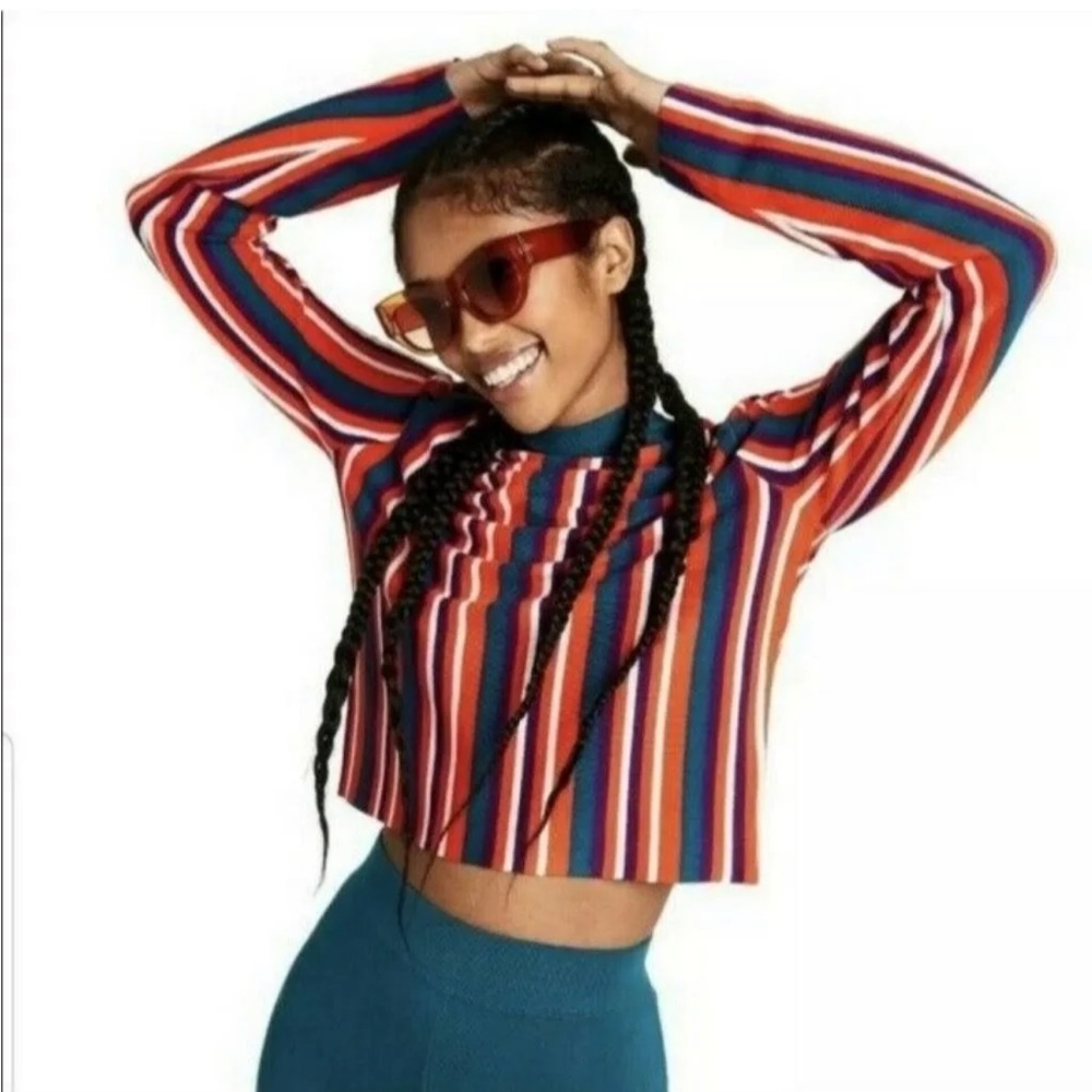 Target x Victor Glemaud Color Stripe Mock Neck Knit Crop - Size Large